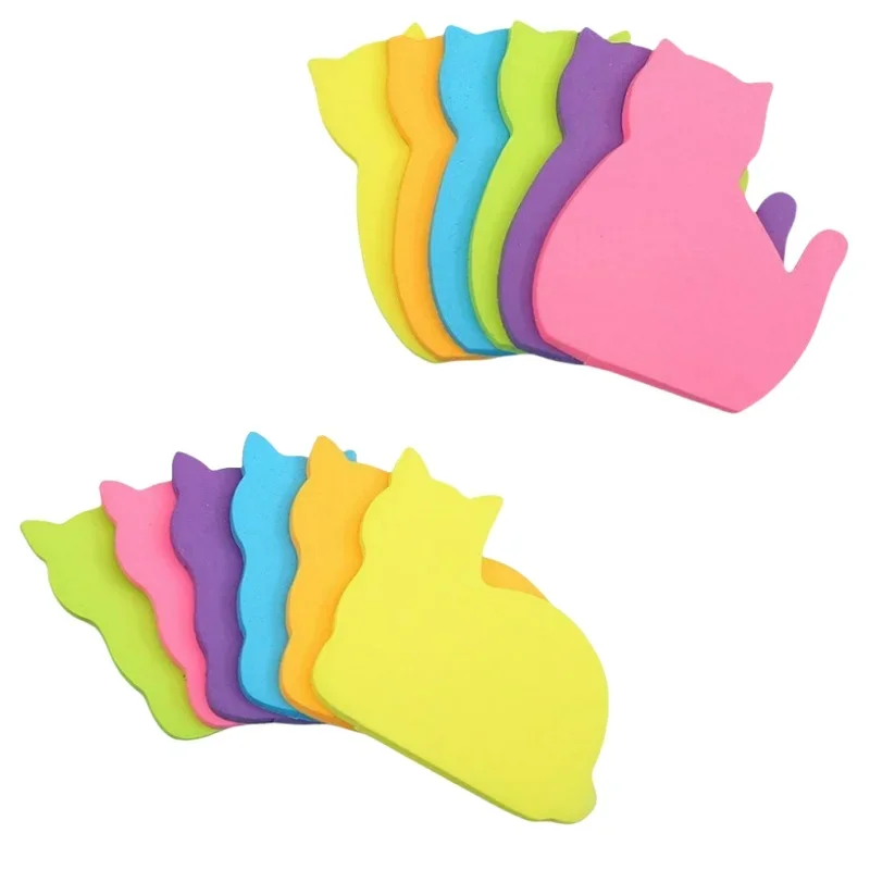6Pcs Cat PET Transparent Sticky Notes Memo Pad Daily To Do Checklist School Office Stationery