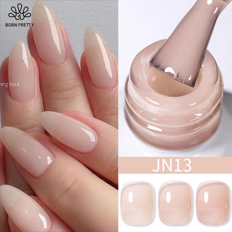 

BORN PRETTY Jelly Nude Gel Nail Polish 10ml Light Pink Peach Translucent Color UV Light Cure Gel Varnish Nail Art DIY at Home