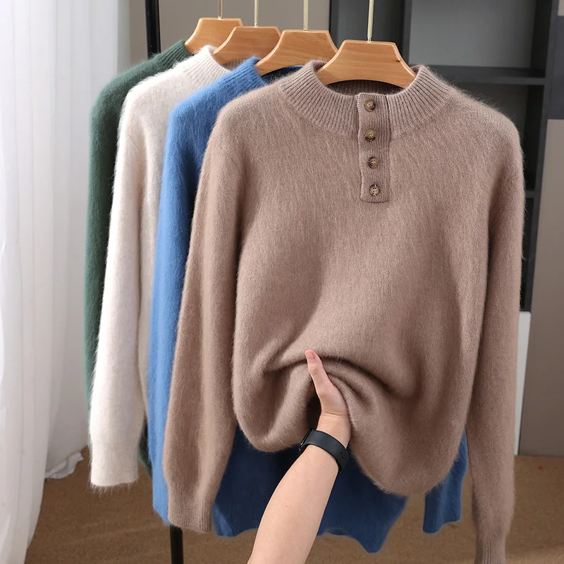 

DjzDsm Choice Men Cashmere Pullover 100%Mink Cashmere O-Neck Knitwear Autumn Winter Smart Casual Basic Sweater High Quality Tops