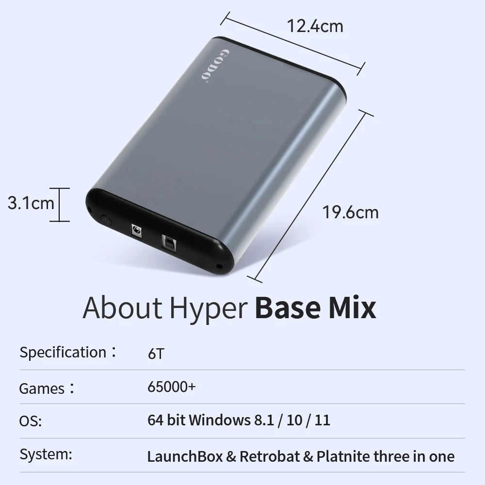 Hyper Base Mix LaunchBox/Retrobat/Playnite portatile Ext 5T Gaming HDD 60000 + 3D/AAA/giochi retrò per PS4/PS3/PS2/Gamecube/PS5/Wii