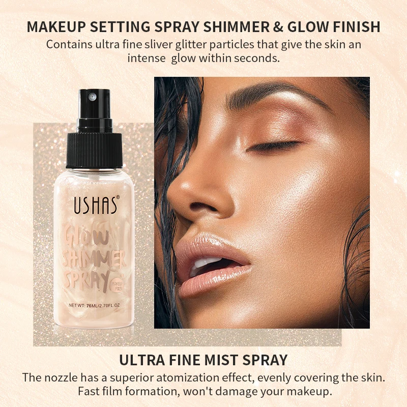 USHAS 4 Color Body Liquid Highlighter Facial Contour Brightening Makeup Long Lasting Sequin Illuminating Moisturizing Highlight