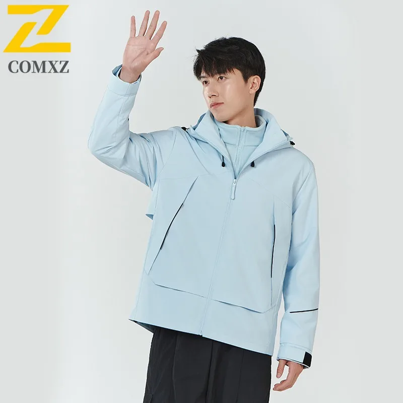 سترة فاخرة عصرية بقلنسوة من COMXZ للرجال للرحلات والتسلق والرياح سترة دافئة للاستخدام اليومي ملابس رجالية شتوية مريحة #2