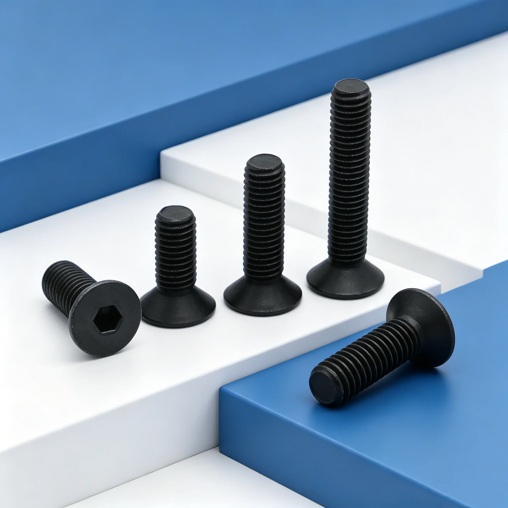 Hochfeste 10.9 Stahl DIN7991 Innensechskant-Senkkopf-Maschinenschrauben M2 M2.5 M3 M4 Flachkopfschrauben für Maschinen 20-50 Stück – Detail 6