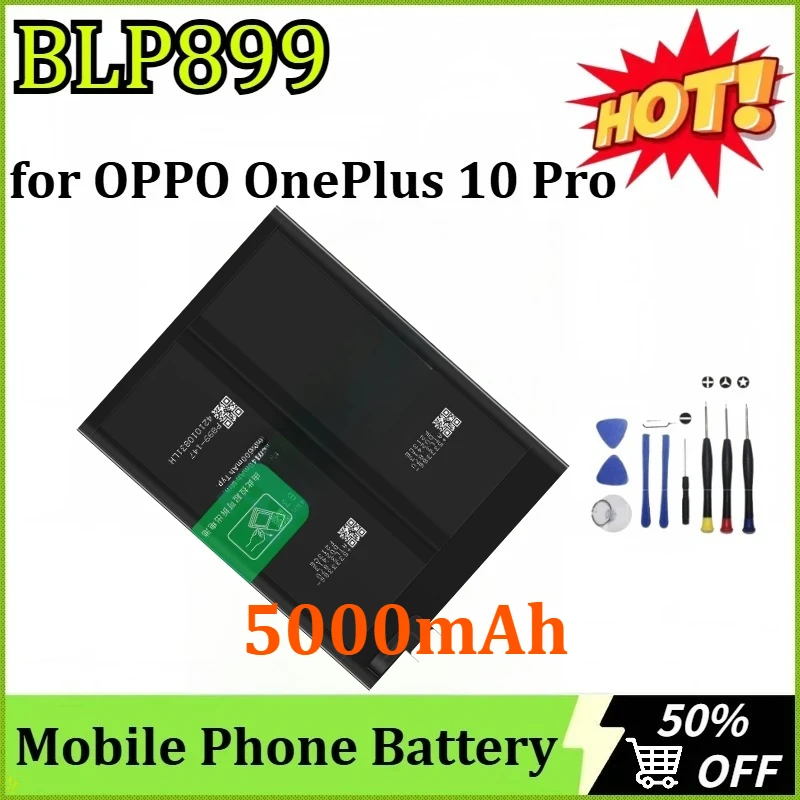 Nieuw verbeterde BLP899 5000 mAh vervangende batterij voor OPPO voor OnePlus 10 Pro Hoge capaciteit mobiele telefoon batterijen + gereedschap