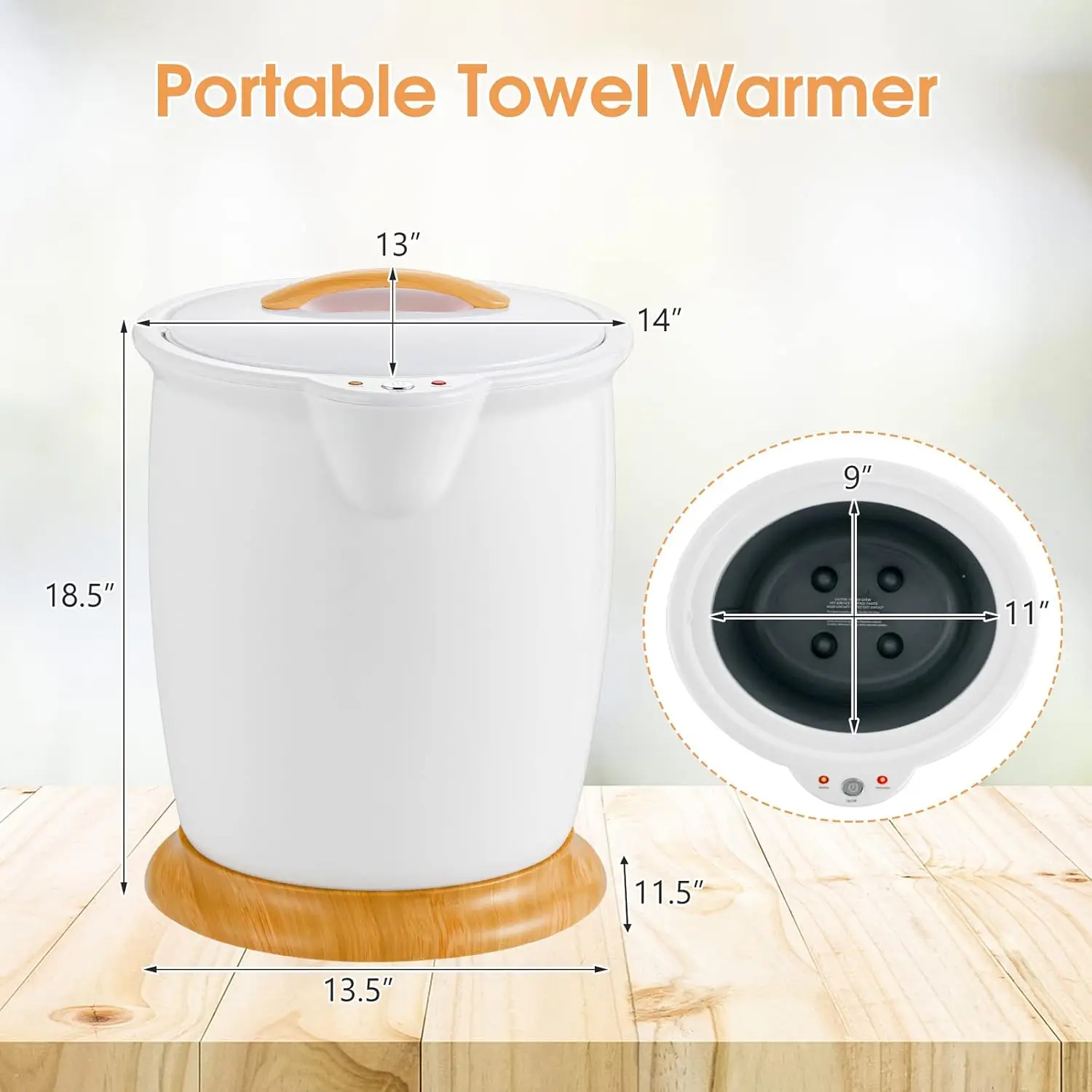 Towel Warmer Bucket, 20L Luxury Towel Warmer with Fragrance Holder, Removable Lid, One-Button Control, Auto Shut Off,