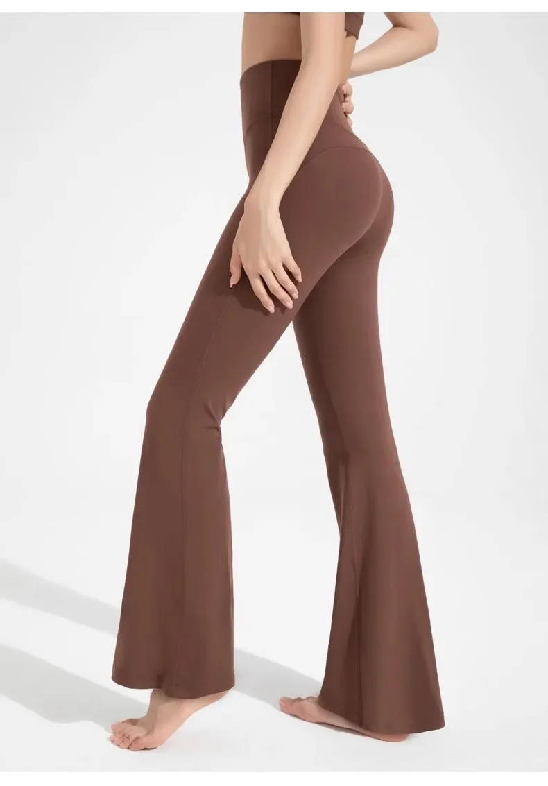 Pilates-Sporttights mit hoher Taille, ausgestellte Yoga-Hose, nahtlose Leggings, Damen-Fitness-Hosen mit Hüftlift, hautfarbene Freizeit-Sport-Yoga-Hose – Detail 7