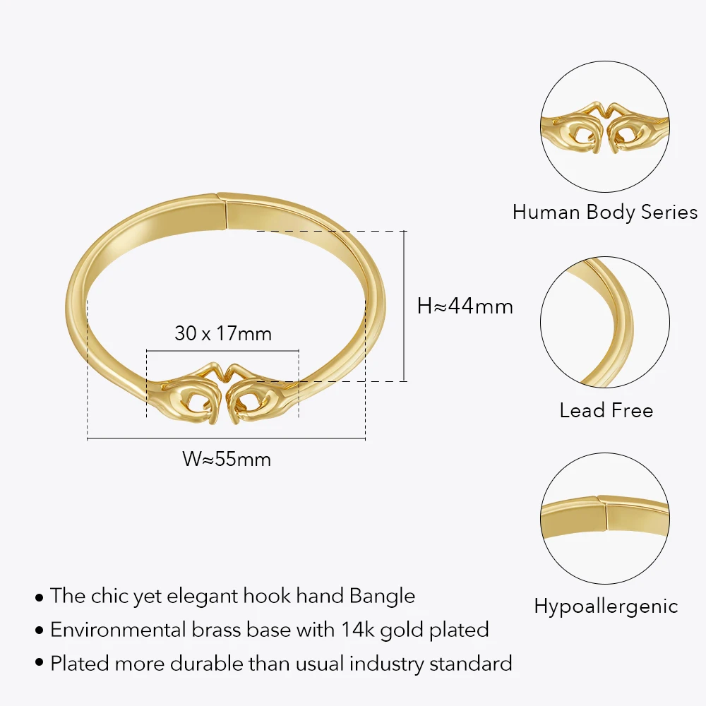 ENFASHION Pulseras Hook Hand Bangle For Women 18K Gold Color Plated Fashion Cute Elegant Jewelry Friend Birthday Wholesale B2333