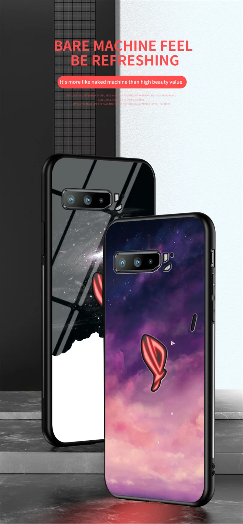 For Asus ROG Phone 3 ZS661KS Case Starry Grain Tempered Glass Back Cover Shockproof Phone Case For Asus Rog Phone 3 Rog3 ZS661KS - view 6