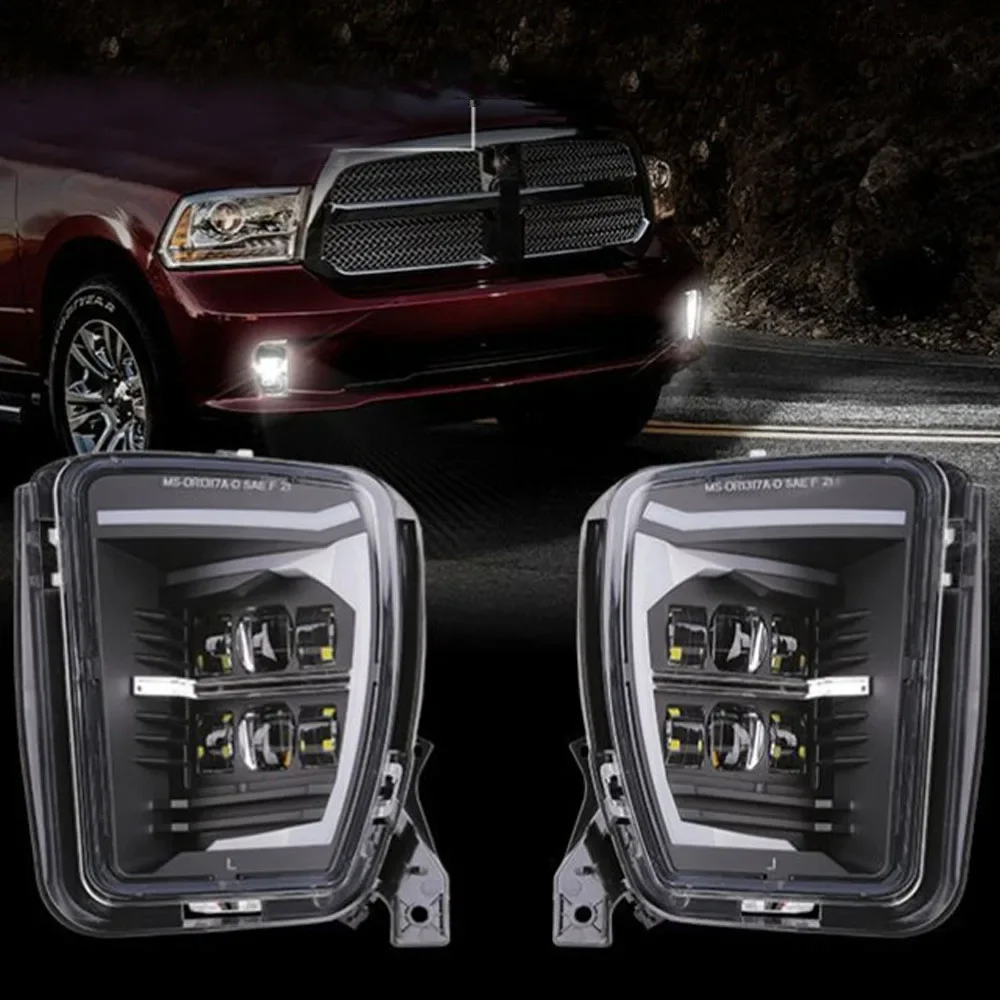 Car LED Lamp Fog Lights for Dodge Ram 1500 Pickup 2013 -2017 Front Bumper DRL Driving Fog Lamps Replacement 68104821AC