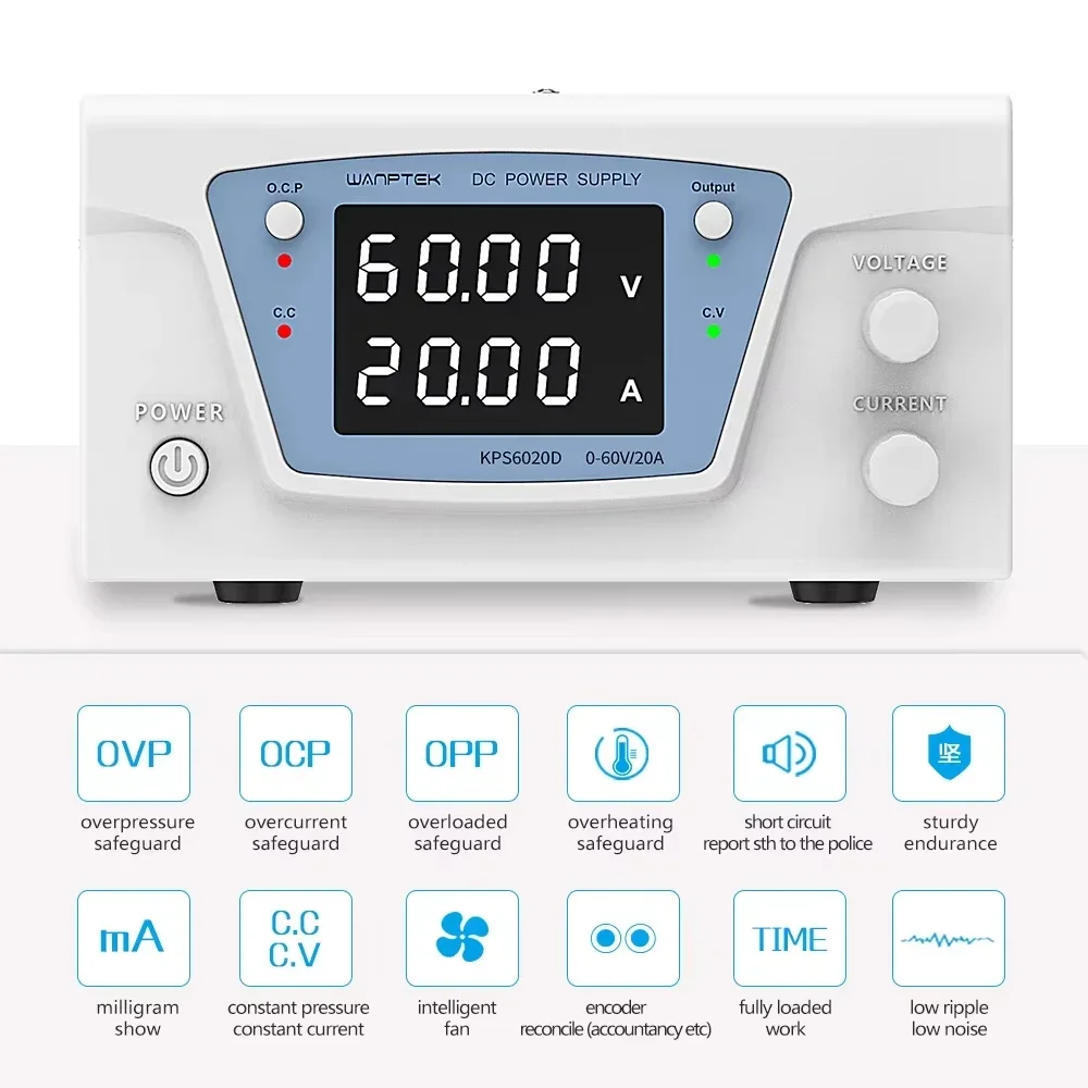 Wanptek KPS1540D/1550/1560 alimentation régulée réglable cc Programmable 15V 40A Modulation PWM Protection contre les courts-circuits