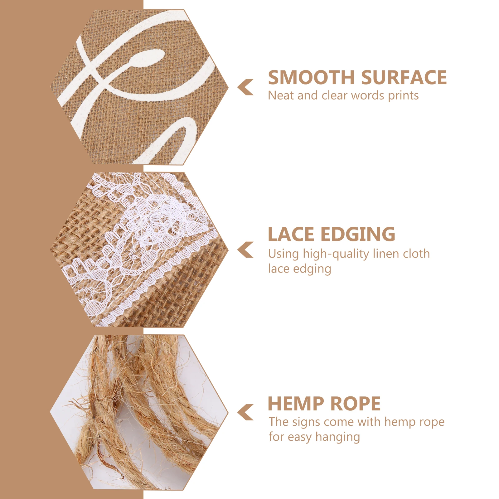 

2 Pcs Wedding Chair Back Decoration Bride Groom Party Signs Linen Retro Ceremony Smooth Surface Clear Prints Hemp Rope Seat