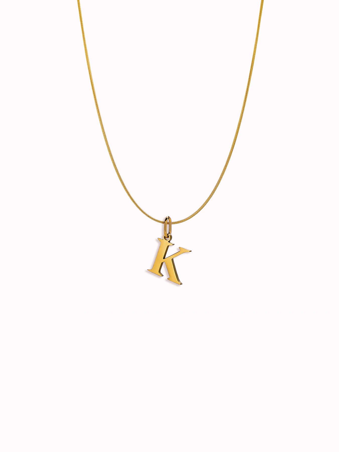CARLIDANA New Arrival Minimalist Bridesmaid Charms Stainless Steel Initial Letter Round Snake Chain for Her Pendant Necklace