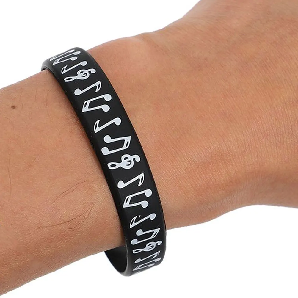 

24pcs Music Note Silicone Bracelets Bulk Colored Rock Gel Wristbands Event Party Favors Trendy Fashion Accessories