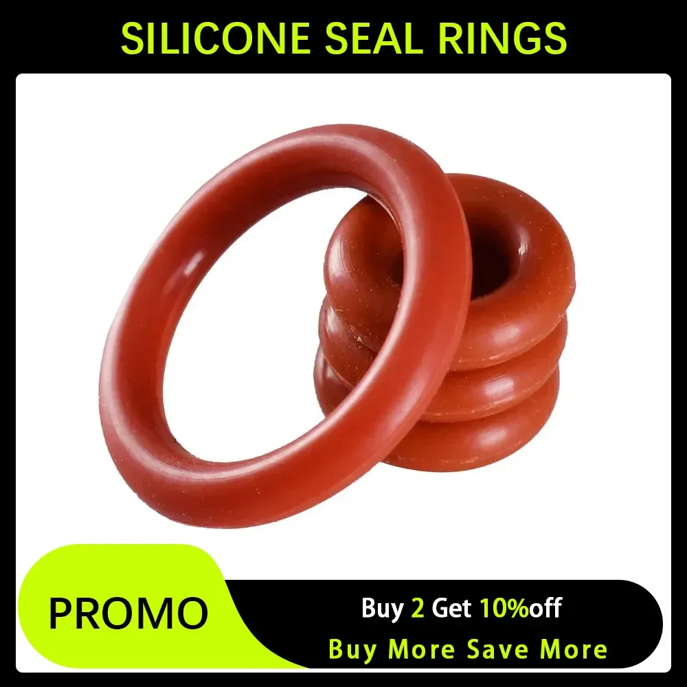 Silicon Rings Red O-ring Sealing Gasket Food Grade VMQ Cooker Waterproof Seal Gel Oring CS1mm CS1.5mm CS2mm Rubble O Ring Washer