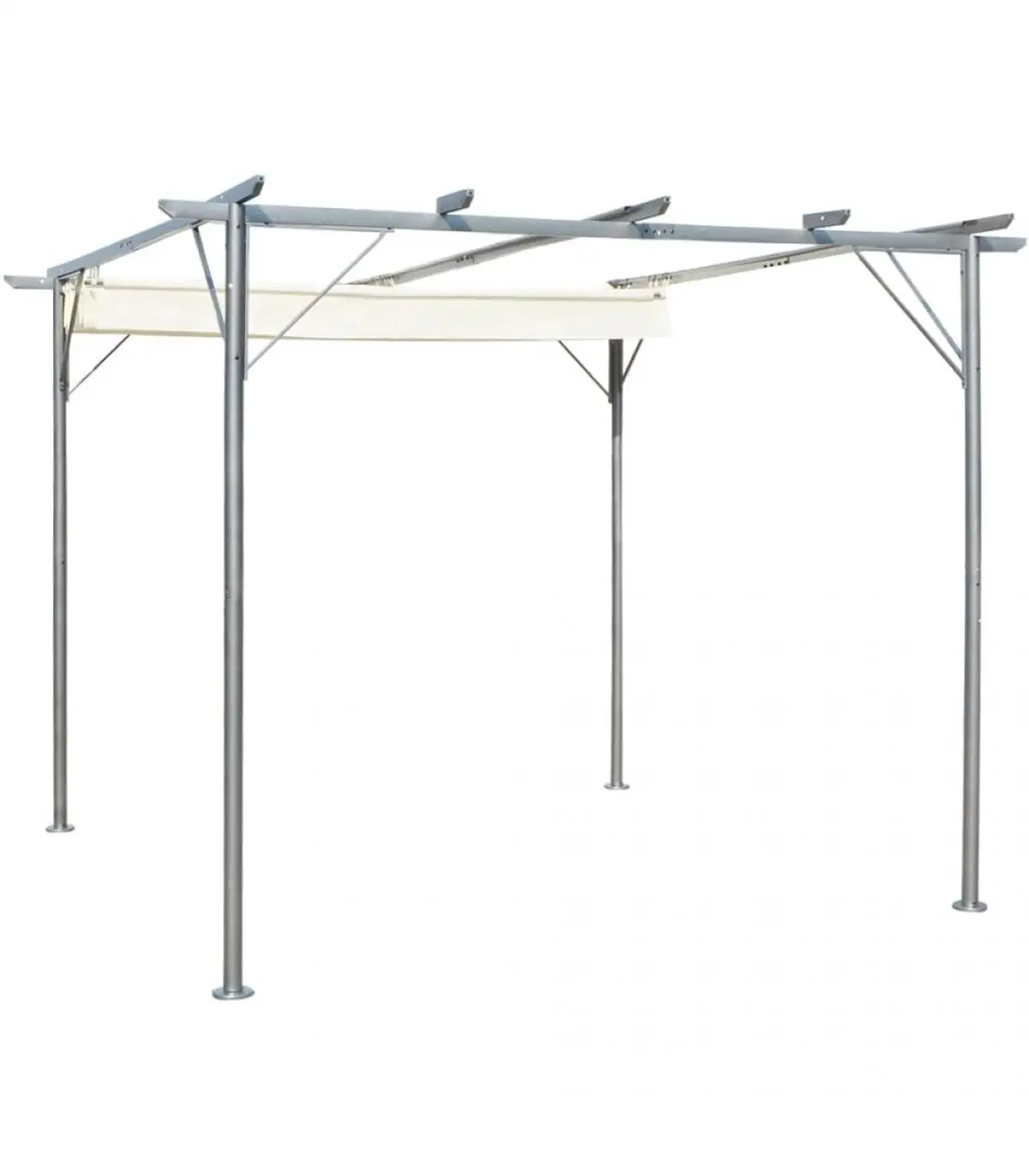 3x3 m white cream steel retractable roof pergolas arches garden trellis