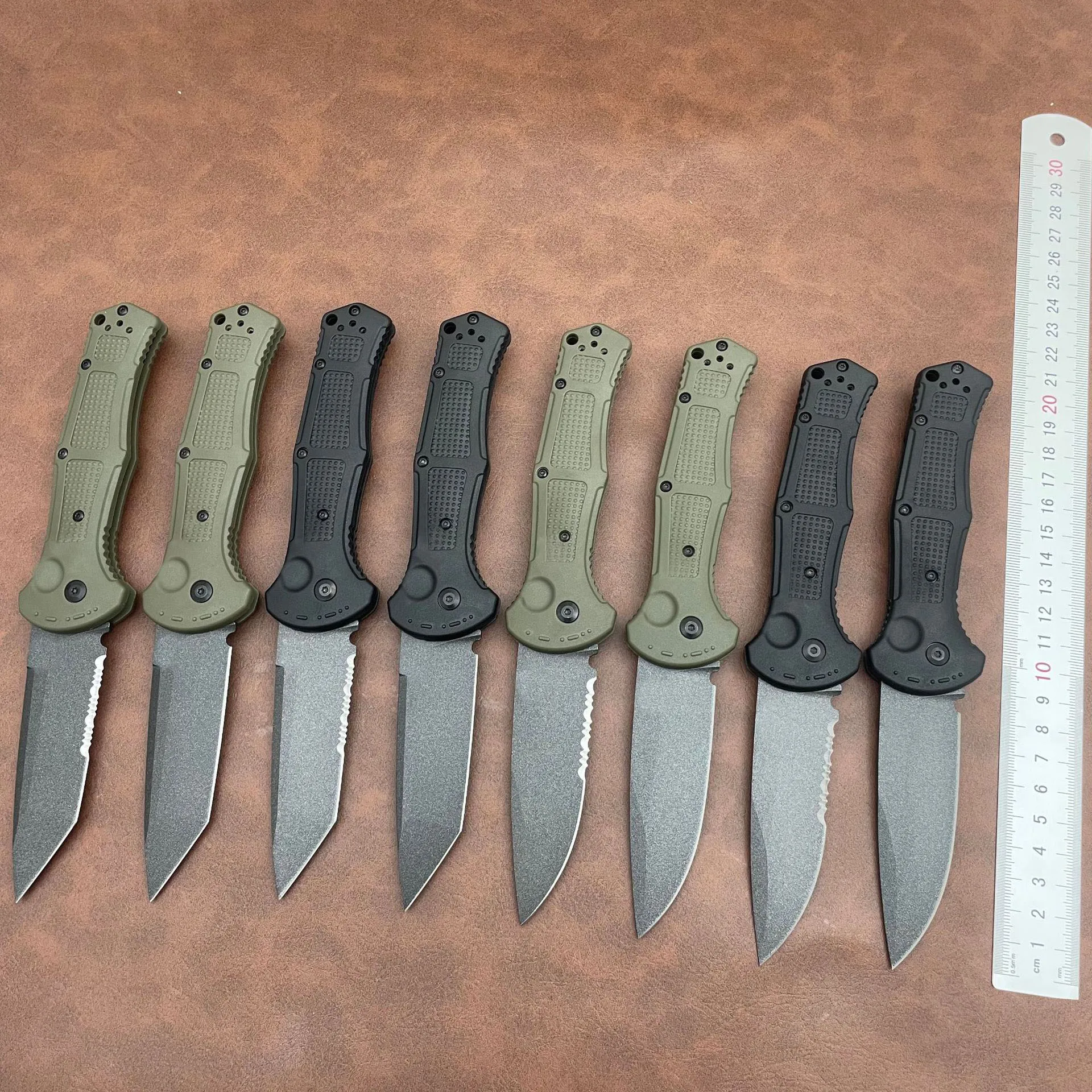 8Models 9070/9071BK Claymore Folding Knife 3.81" CPM-D2 Drop Point Plain Blade, Grivory Handles