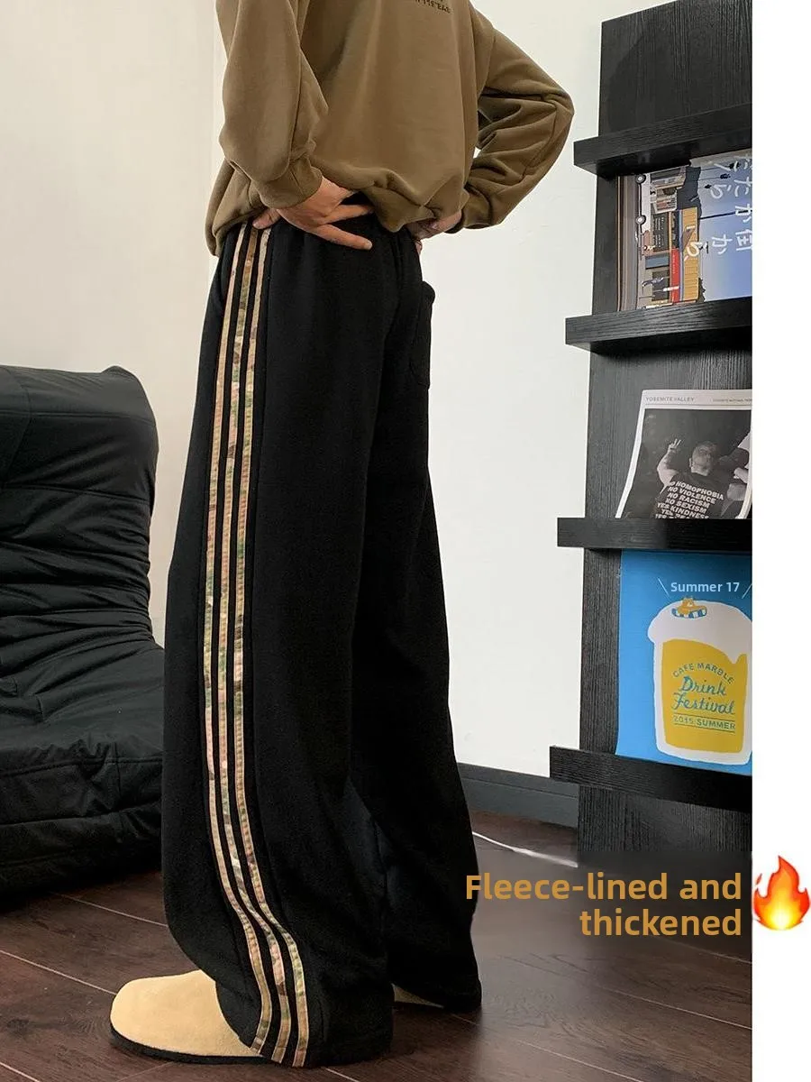 

Мужские спортивные брюки American Sle Casual с камуфляжным принтом и полосками, свободные, широкие, прямые, модные, для весны и осени