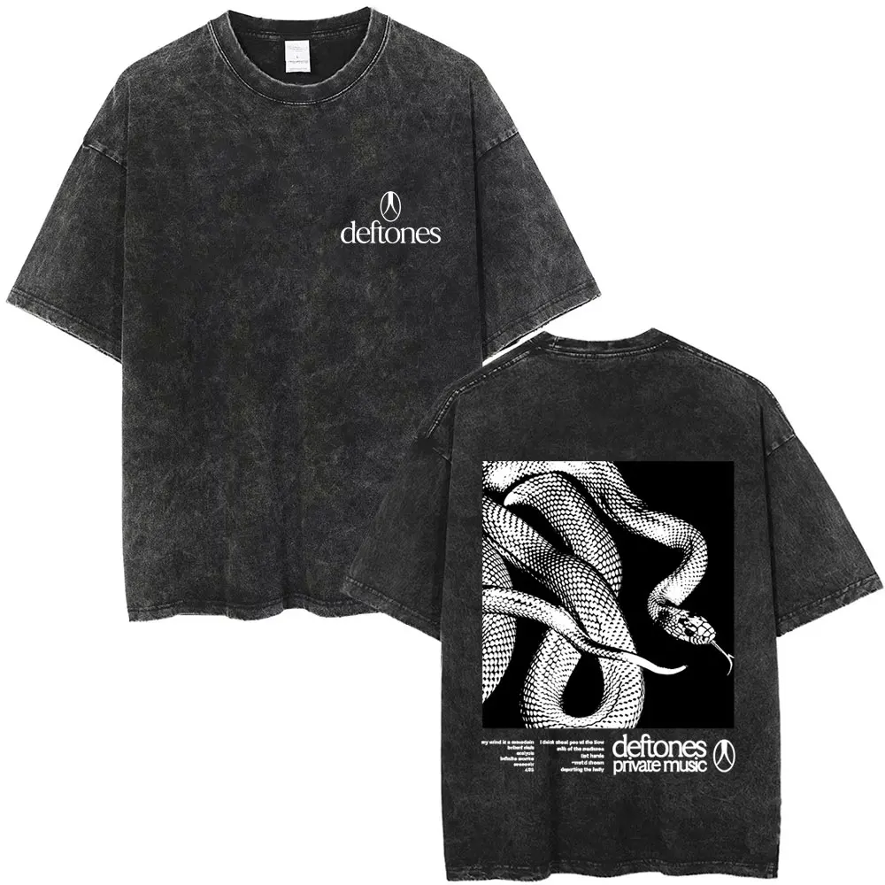 New Arrival Mens Clothes Tee Shirt Homme Washed Vintage Rock Band Deftones Private Music Graphic Men Clothing New in Top & Tees