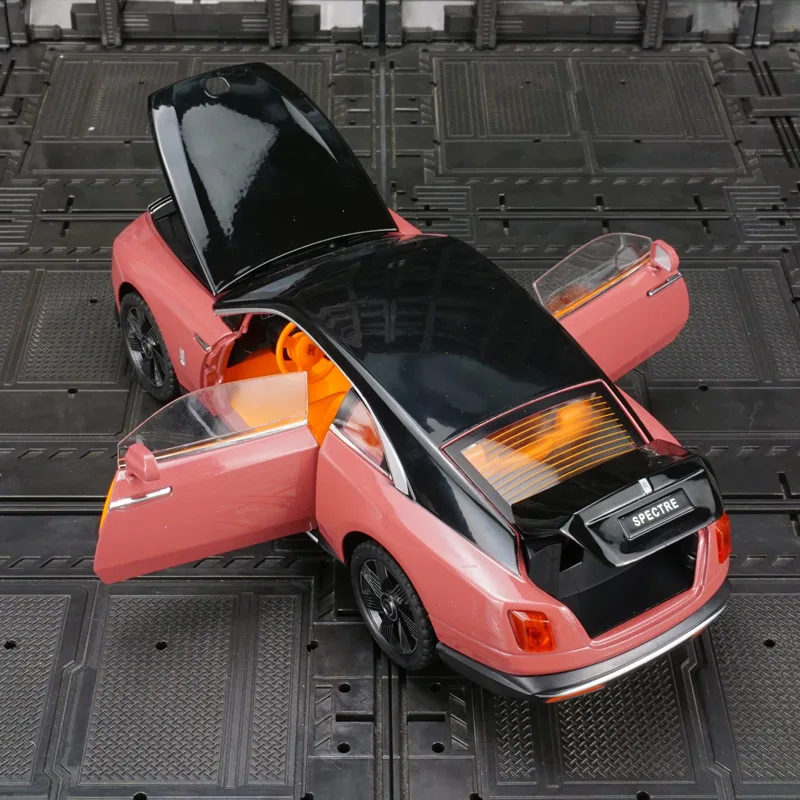 Péndulo modelo de coche de aleación brillante Rolls Royce 1:24, suspensión eléctrica, juguete para niños, puertas y tapa del motor, el maletero se puede abrir