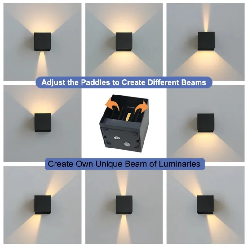 6 واط/12 واط LED مصباح الجدار مقاوم للماء باللون الأسود/الأبيض/الرمادي للإضاءة الداخلية والخارجية أضواء الجدار الألومنيوم التيار المتناوب 110 فولت 220 فولت