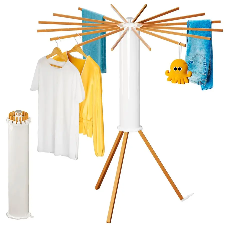 

Tripod Clothes Drying Rack 16 Expandable Rods Standing Octopus Drying Rack Clothing Space Saving Master Collapsible Compact for