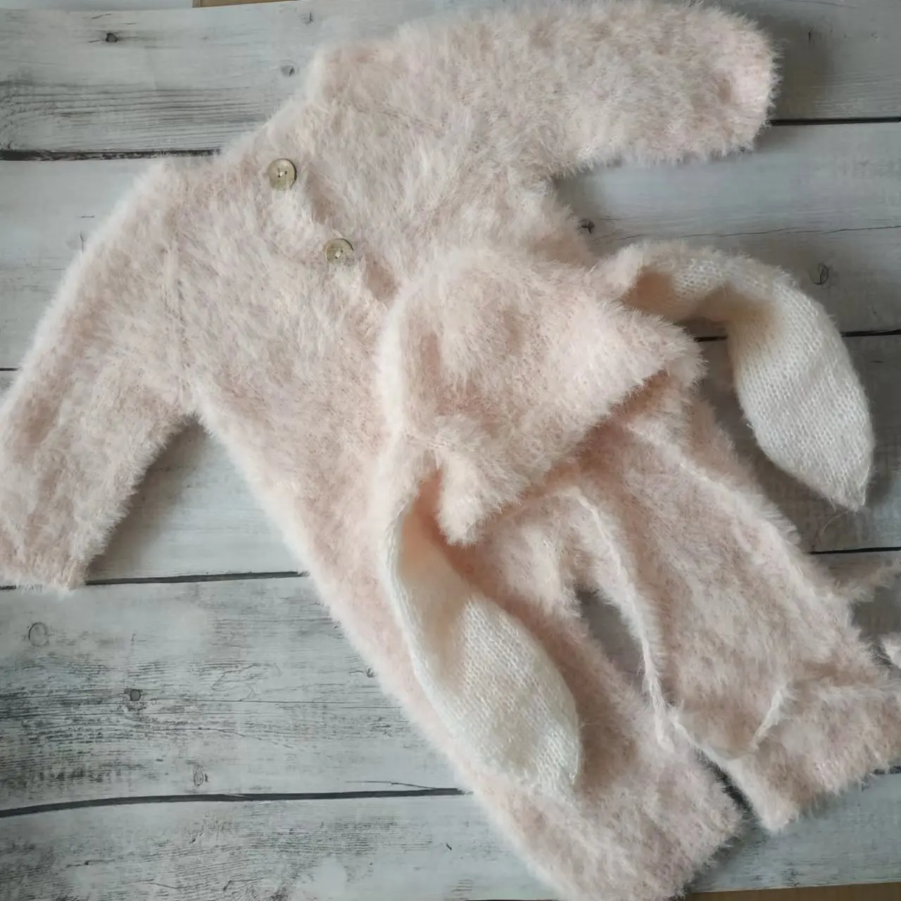 Newborn fuzzy bunny romper for baby photography props,pink rabbit for photo clothes