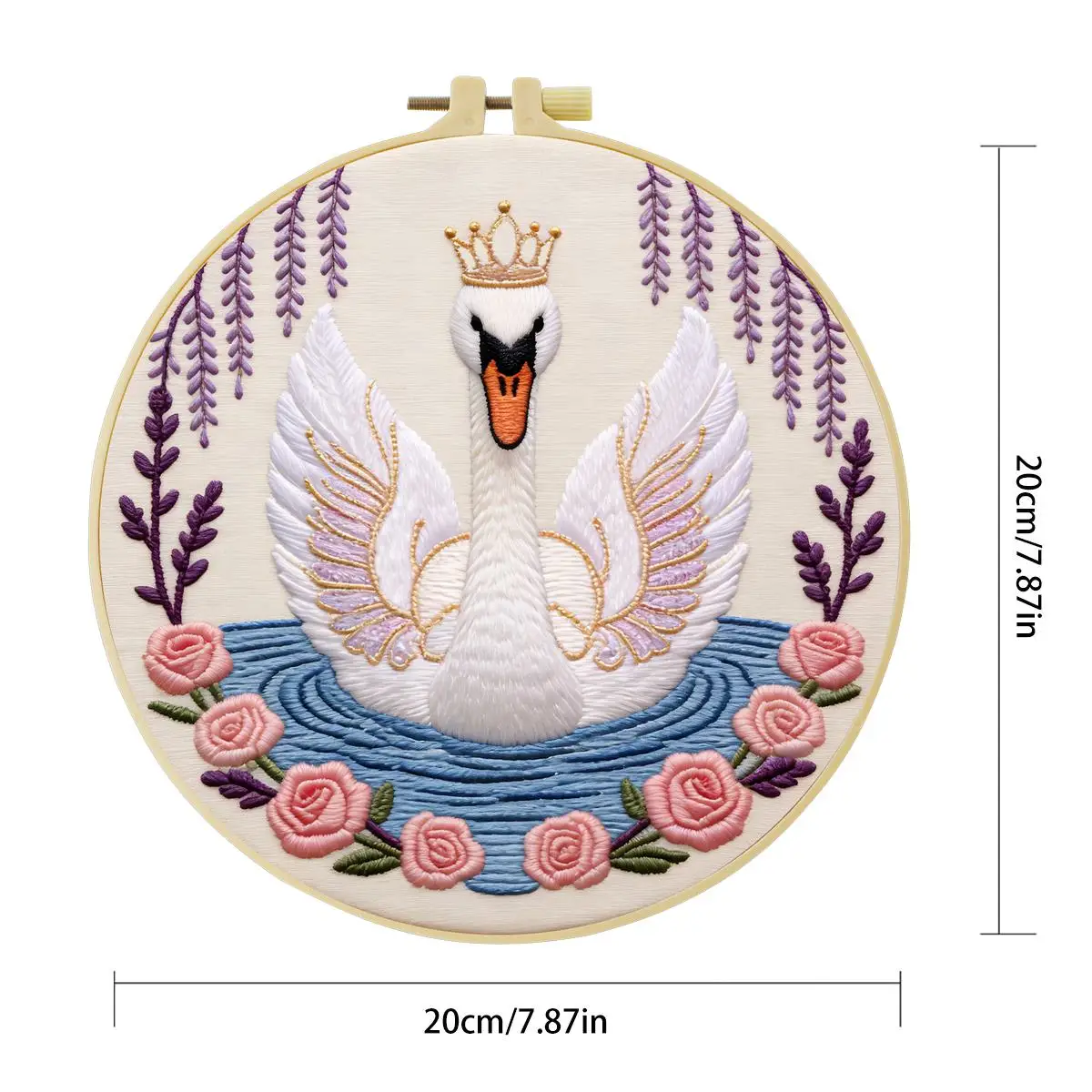 1 Stück 20X20CM/15X15CM 7,87/6,3 Zoll Tier - Schwan Stickerei Starter-Kit DIY-Kit DIY-Stickerei-Set für Anfänger – Detail 4