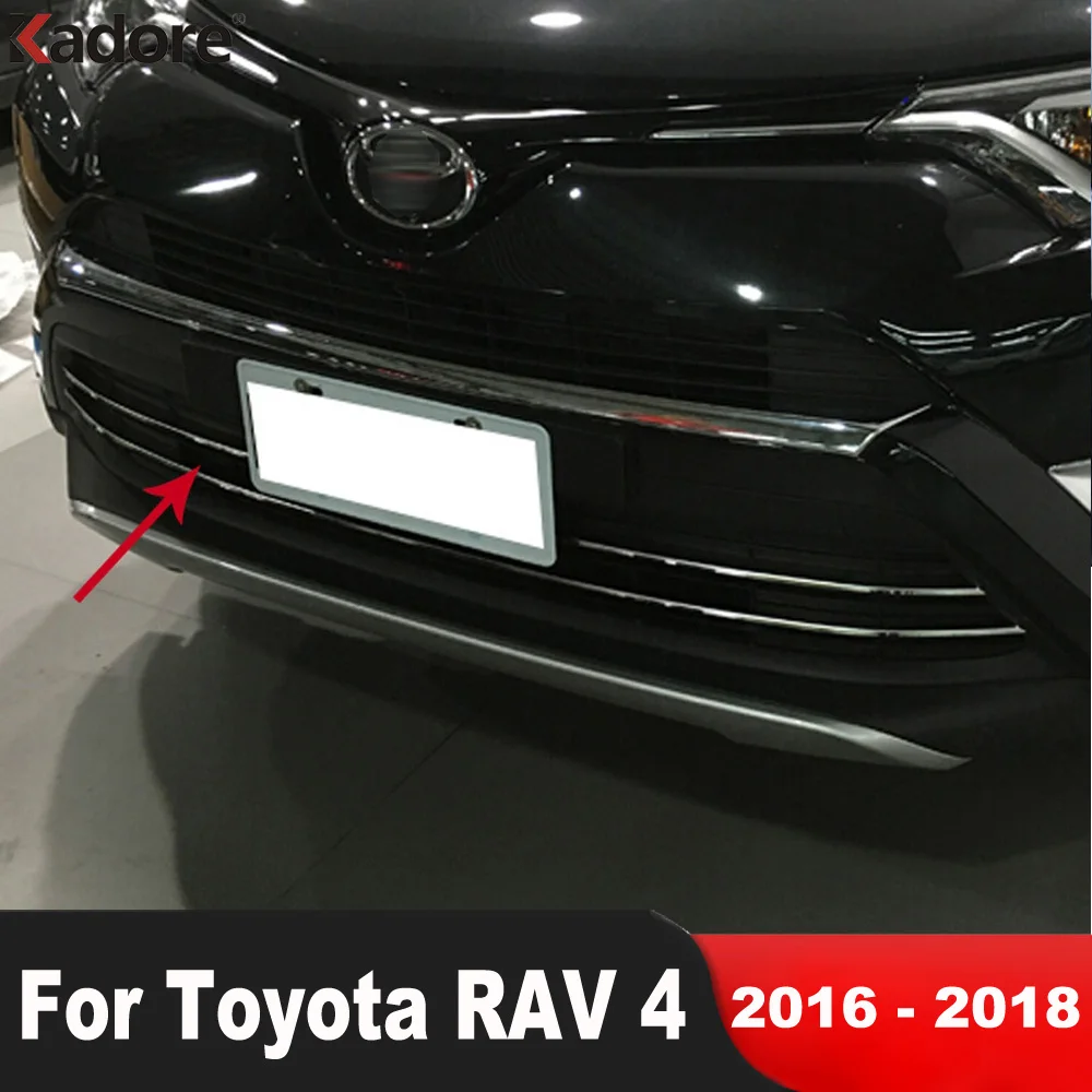 Front Center Grille Grills Cover Trim For Toyota RAV4 RAV 4 2016 2017 2018 Stainless Car Accessories Front Grill Molding Strip