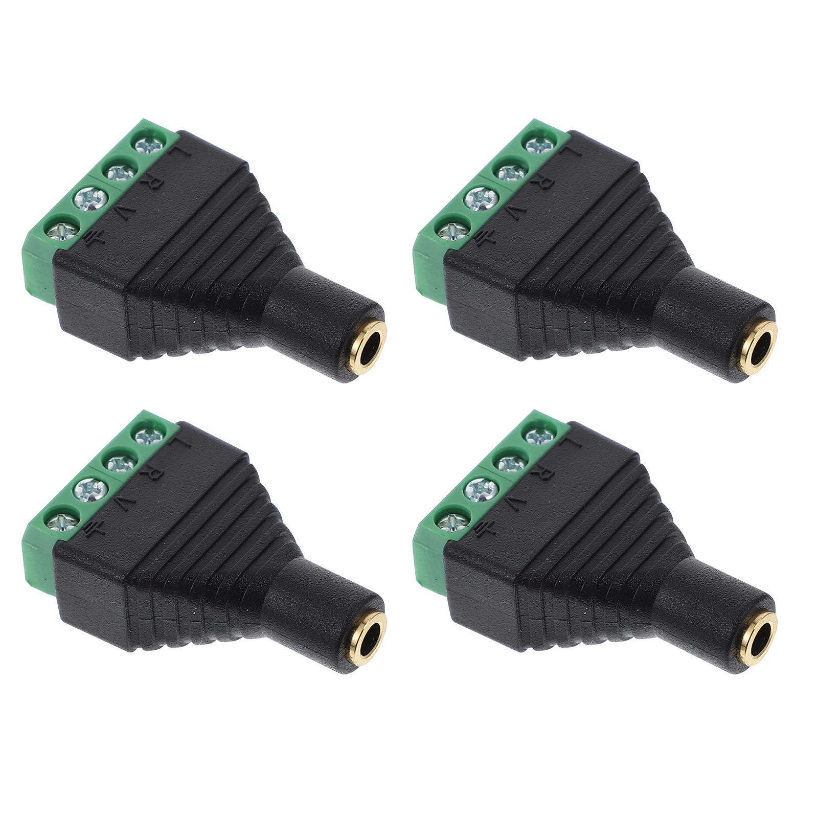 

4pcs Gold-plated Headphone Plug Wire Connectors 3.5mm Stereo Adapter Terminal Block Audio Panel Mount Jack Female to