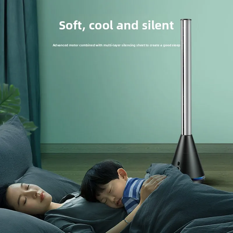 German Bladeless Floor Fan Silent Oscillating Home Use Tower Fan with Touchscreen Control and 10-Speed Wind Adjustment