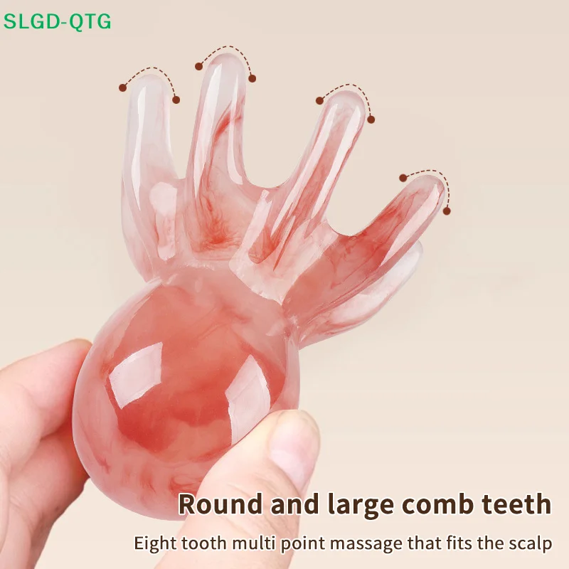 Head Meridian Scraping Scalp Massage Brush Acupuncture Gua Sha Massage Comb Resin Octopus Massage Comb  Fatigue Relief Massage