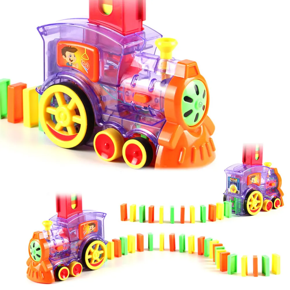 

Набор для игры в домино-поезд из 63 деталей: яркие цвета, развивающая игра-конструктор, интерактивная игра с электрическим светом и звуком, увлекательный обучающий подарок