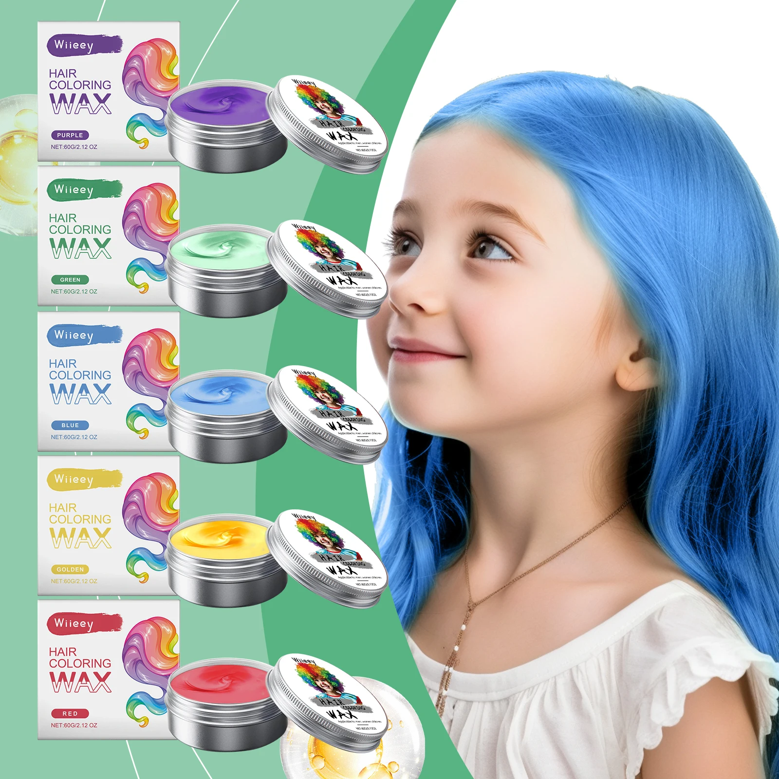 Toddler Temporary Hair Color & Styling Gel - Firm Hold, Gentle Formula, Hair-Friendly, Perfect for Party & Dress-Up