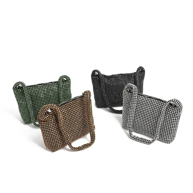 Dinner Autumn Bag Women's Fashion Niche Rhinestone High-end Diamond Tote Bag Trendy Snap Closure Handbag Bolso Diseñador De Lujo