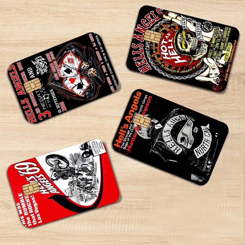 H-Hells A-Angels Moto Cool Skull Classic Movie Fashion Matte Gold Silver Black Matte Film Skin Tape for Bank Credit Debit Card