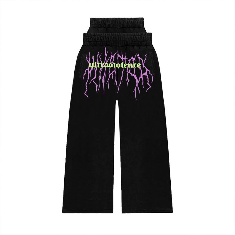 

Fashionable printed personalized graffiti pants wide leg pants for men and women loose hip-hop style high elastic drawstring