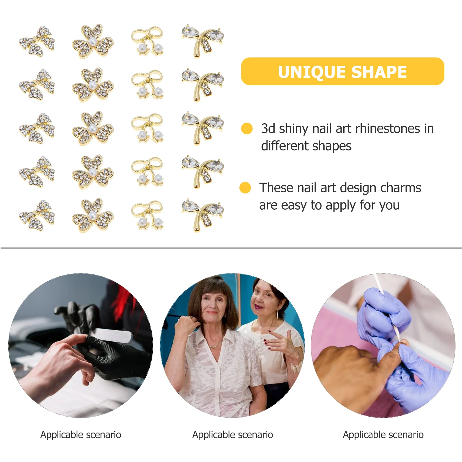 

20Pcs Bow Nail Charm Rhinestone Pearl Creative 3D Manicure Decorations DIY Nail Art Accessories Manicure Charms