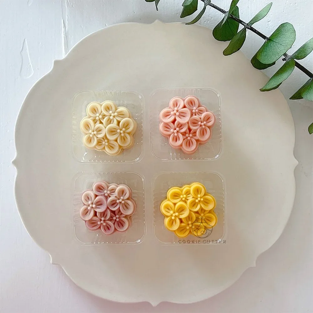 Mid-autumn Festival Osmanthus 20/75g Mooncake Mold 3D Flower Shaped Cookie Embosser Stamp Fondant Cake Decoration Baking Mold