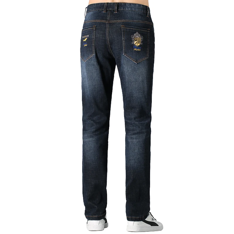 New Bruce&Shark Men's Jeans WinterThicken Cotton Straight Leg Stretch Soft Loose Casual Men's clothing Jeans Fashion Big size