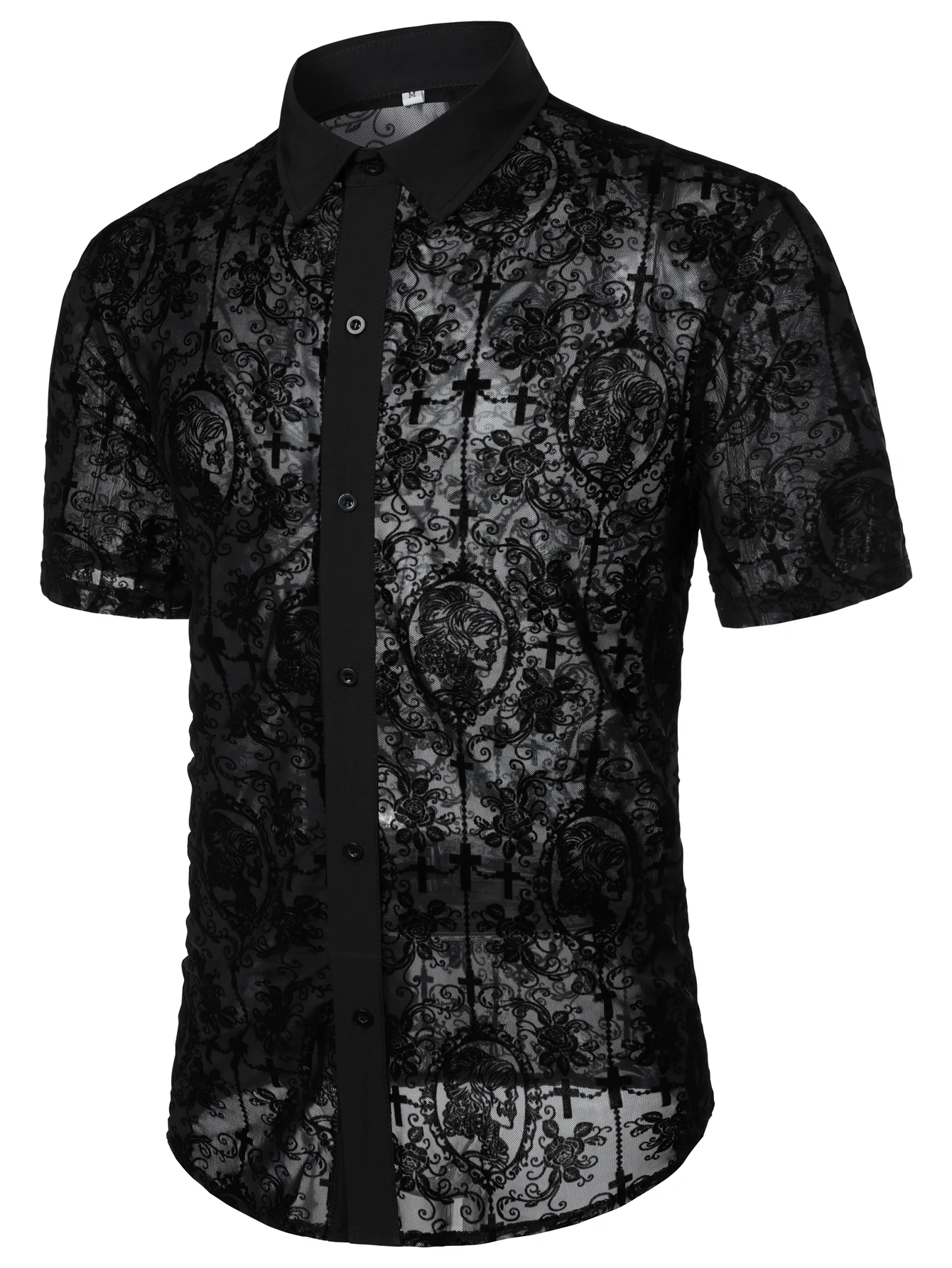 Men\'s Hollow Lace Shirt, Long-Sleeved, Leisure, Cooling Feeling