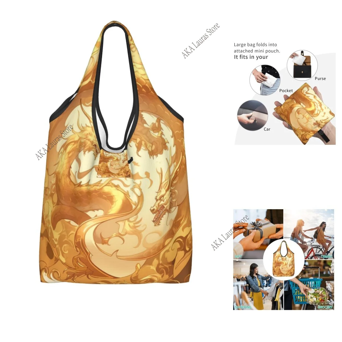 Shoulder Bag Dragon Snapback Ladies Handbag Tote Bag Reusable Large Bag