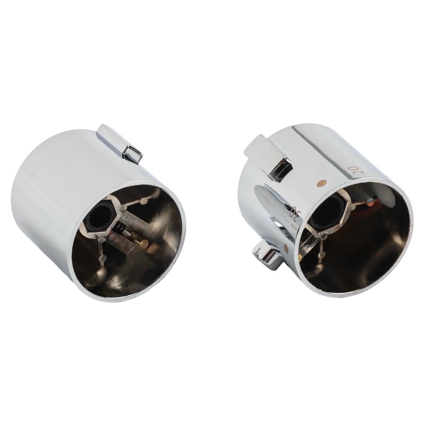 Replacement Pair of Thermostatic Shower Control Handle Knobs with Chrome Finish for SMA Bath Mixer Suitable for 24 Teeth Valves