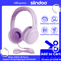 Siindoo Wired Headphones with Microphone with 1.45m-Tangle-Free Nylon Line Type C Plug Foldable Portable Wired Headphone Purple