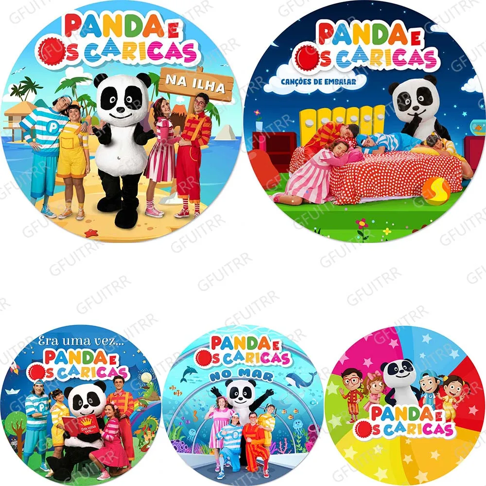 The Panda E Os Caricas Backdrop Round Kid Birthday Party Photography Background Decoration Baby Shower Photo Decor Booth Props