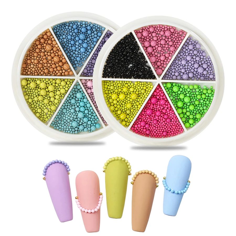 Candy Colors Nail Art Beads, Macaron Caviar Beads 3D Steel Ball for Nail Designs Decoration