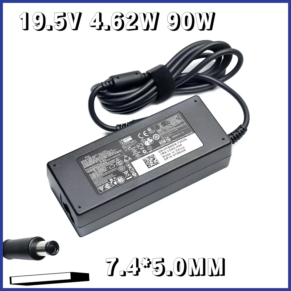Carregador adaptador AC 19,5V 4,62A 90W para Dell Latitude 3340 E5430 E5440 E5450 E5530 E5540 E5550 E6220 E6230 E6320 E6330 E6400
