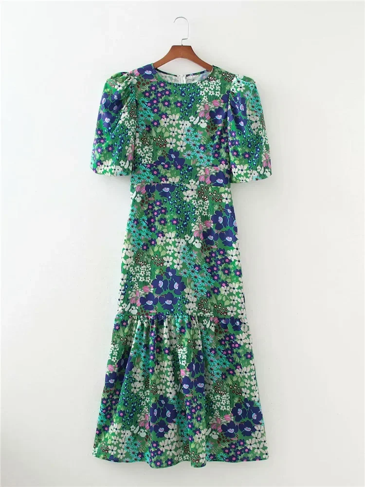 korean ladies dresses flower Blue Hanbok Flower Dress - Korean Clothing