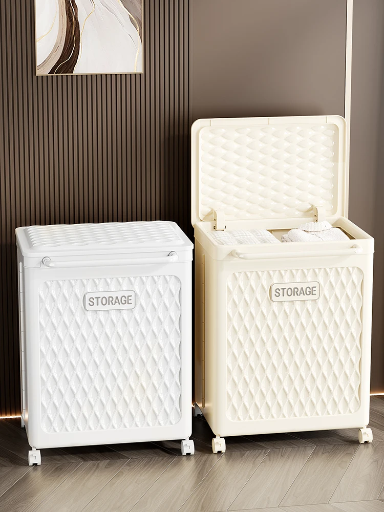 

Large Capaci Flip Cover Storage Box with Wheels for Batoom Dir Clothes Organizer Household Universal Space Saving Basket