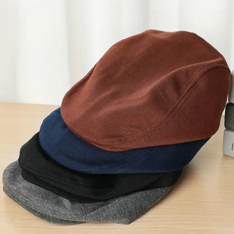 Men Retro  Hat Solid Color Beret Hat Casual Street Caps Unisex Wool Octagonal Brim Cap for Men Winter Spring Hats