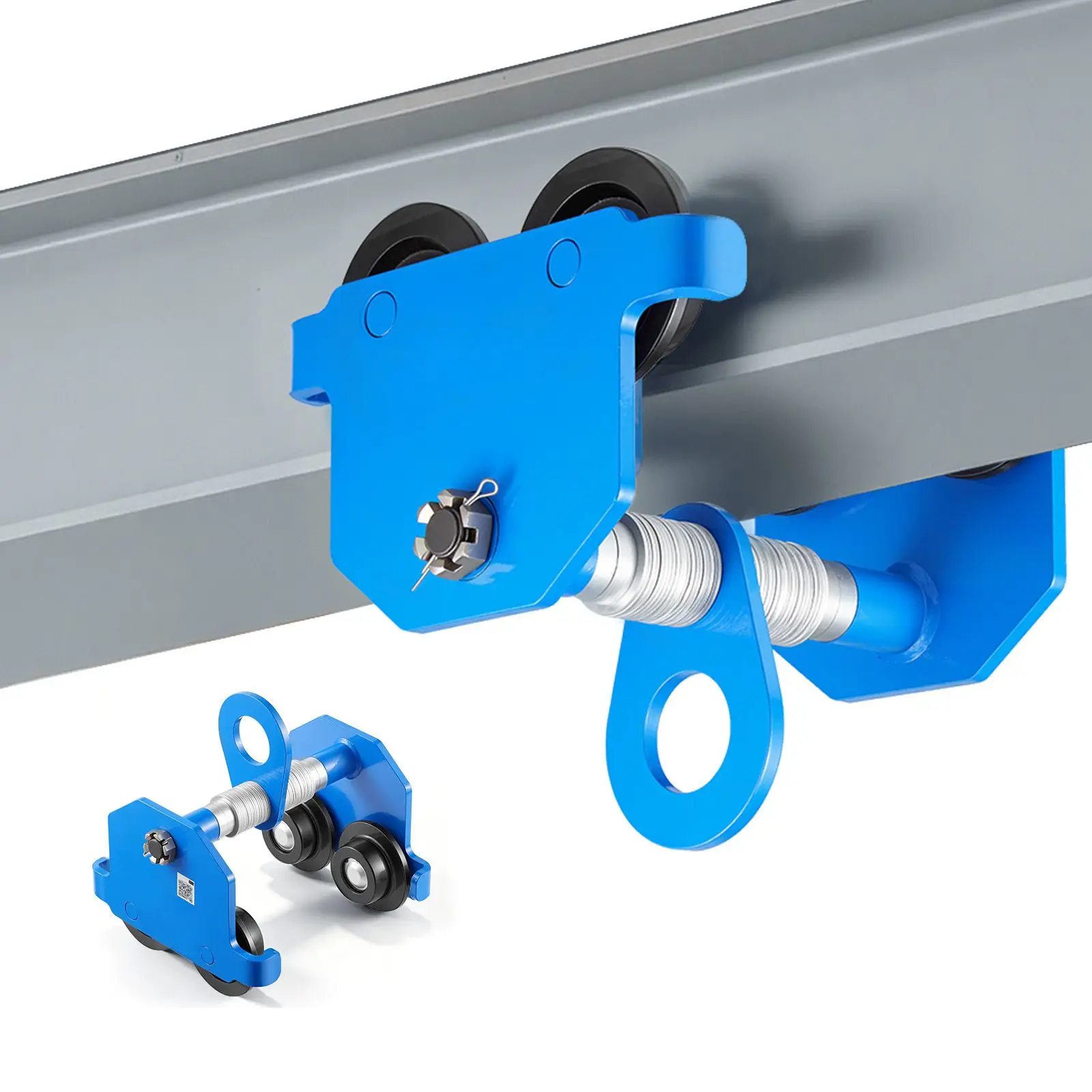 Manual Trolley, 2200 lbs/1 Ton Load Capacity, Push Beam with Dual Wheels, Adjustable for I- Flange Width 2.4